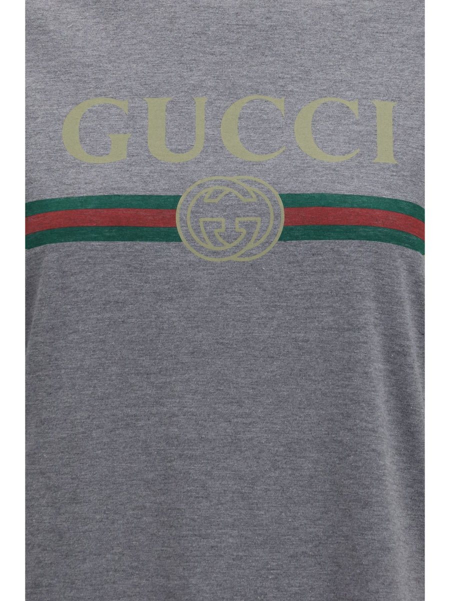 T-Shirt Cotton-Silk Jersey Printed Grey Melange/mc T-shirts & Jerseys