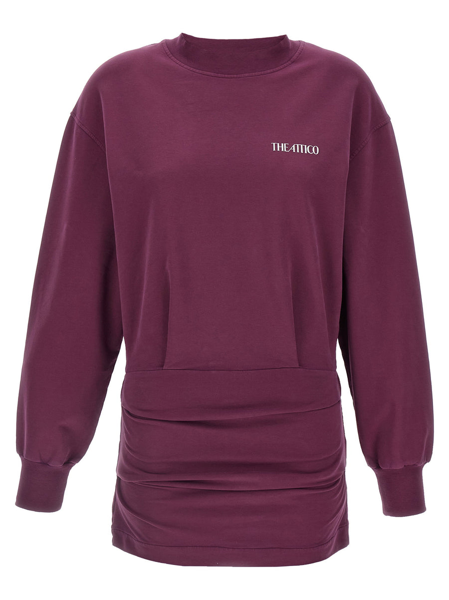 The Attico Draped Mini Dress — Burgundy