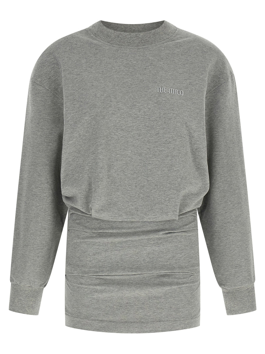 The Attico Draped Mini Dress — Gray