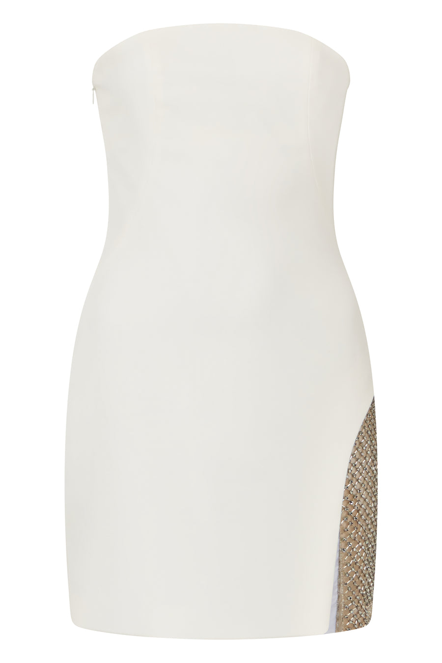 Sleeveless Dress Heart-Shaped Neckline White Polyester