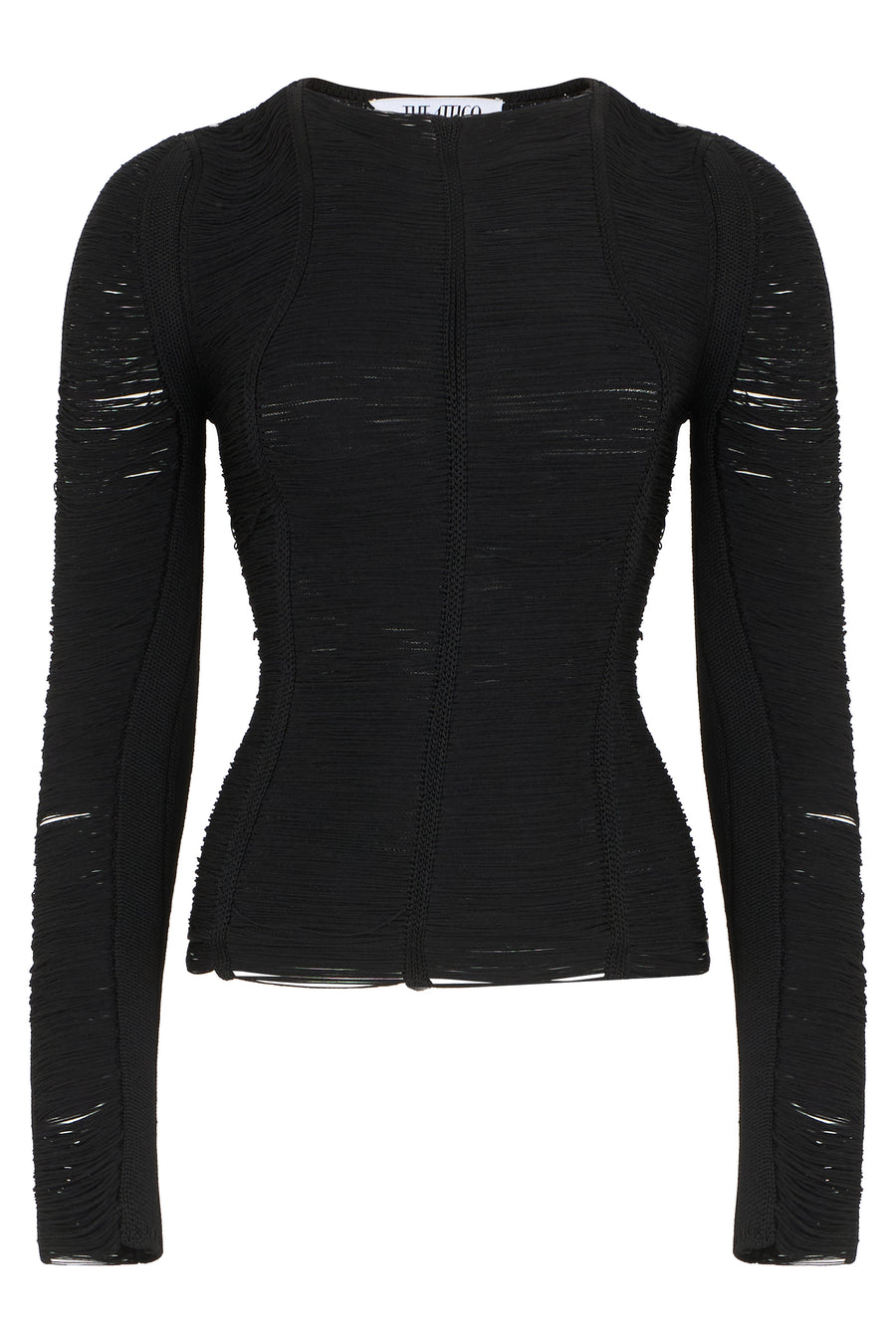 Long-Sleeve Black Top Viscose Tops