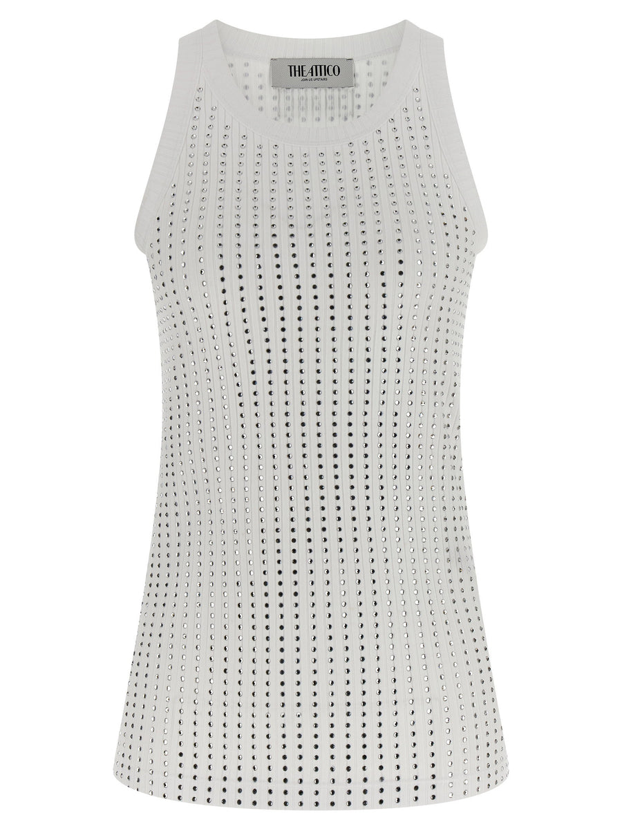 The Attico Rhinestone-Embellished Tank Top — white