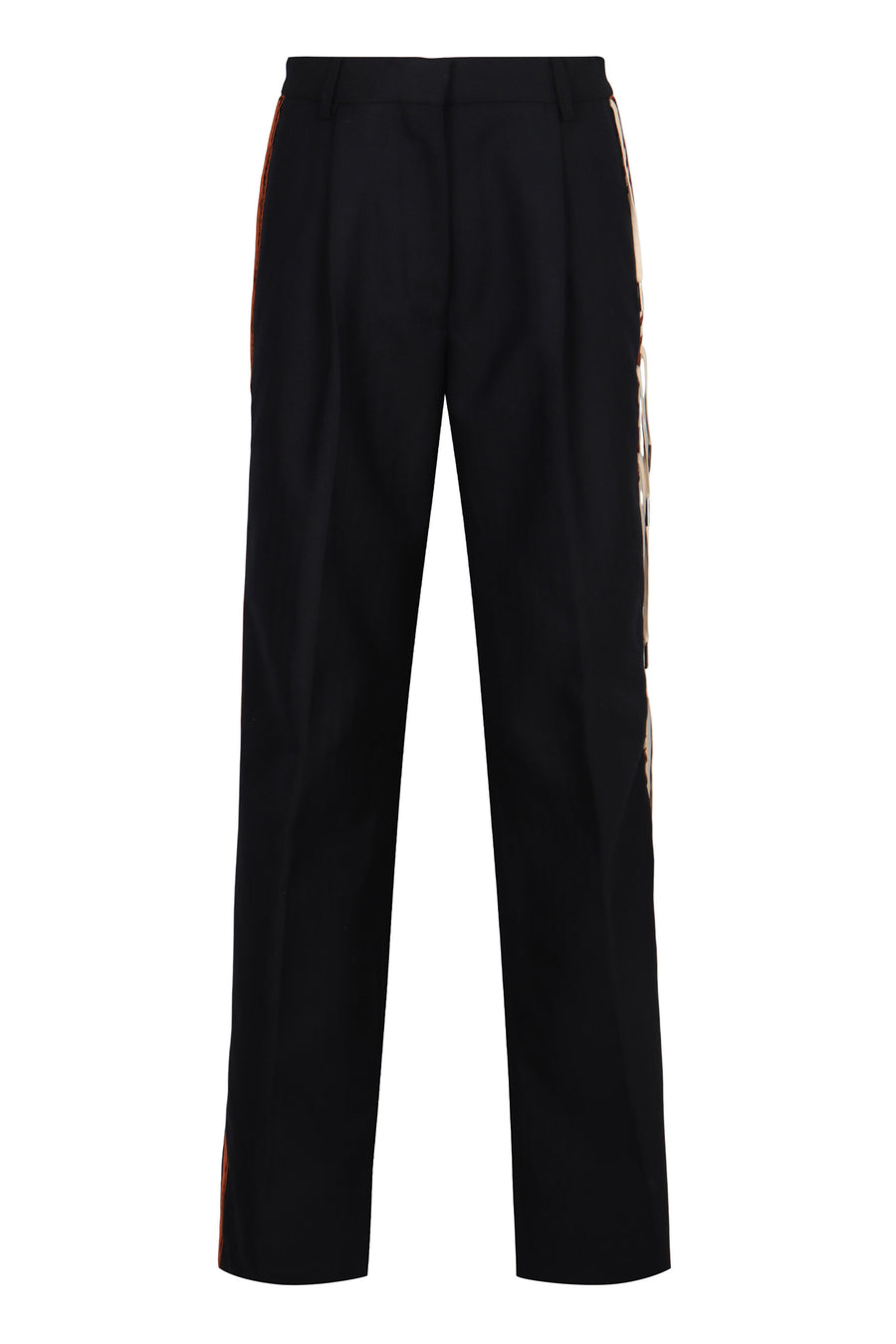 Trousers Straight Wool Navy