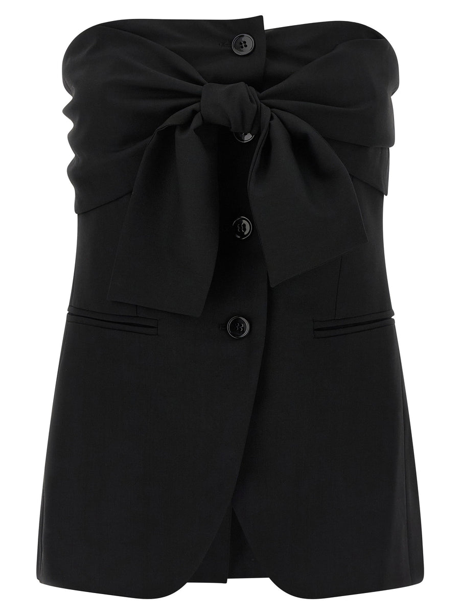 Max Mara Light pure wool canvas blouse in black