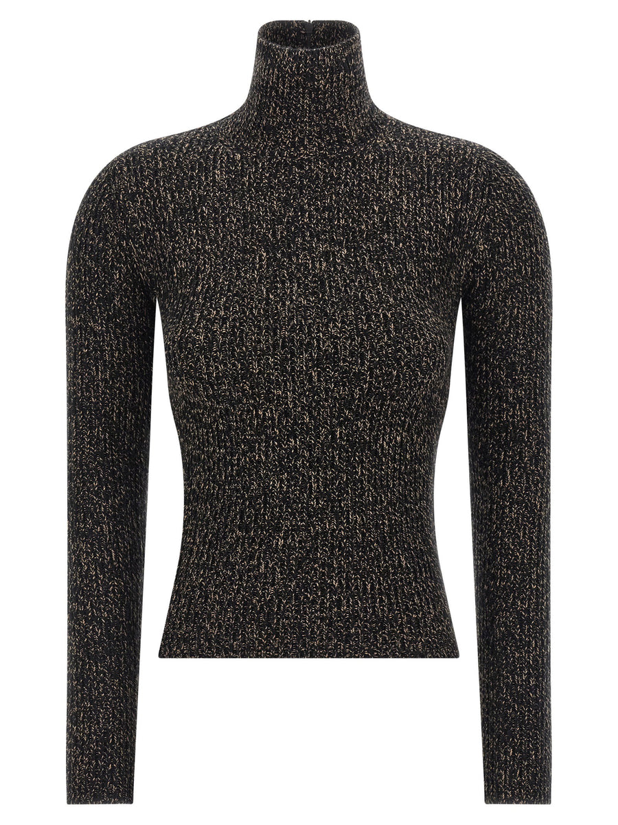 Max Mara Ribbed Wool and Cashmere Mouliné Sweater — Charcoal