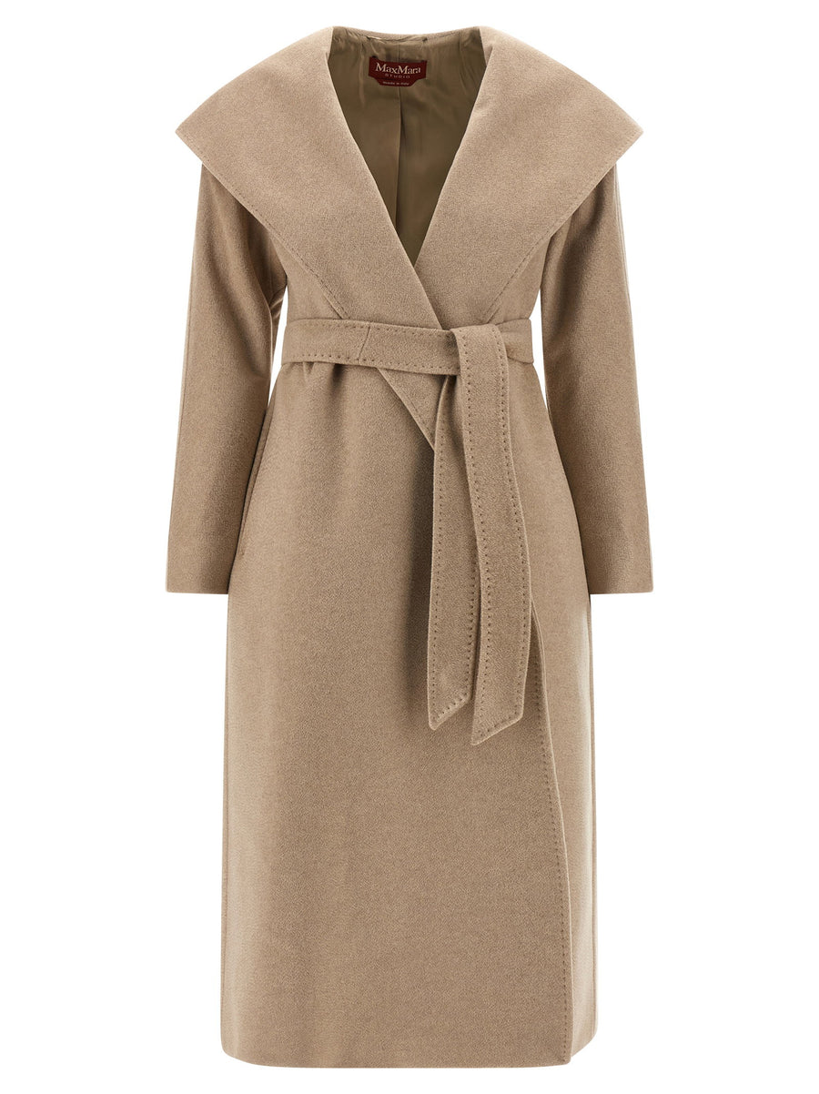 Max Mara Studio كشمير فستان لف معطف — بيج