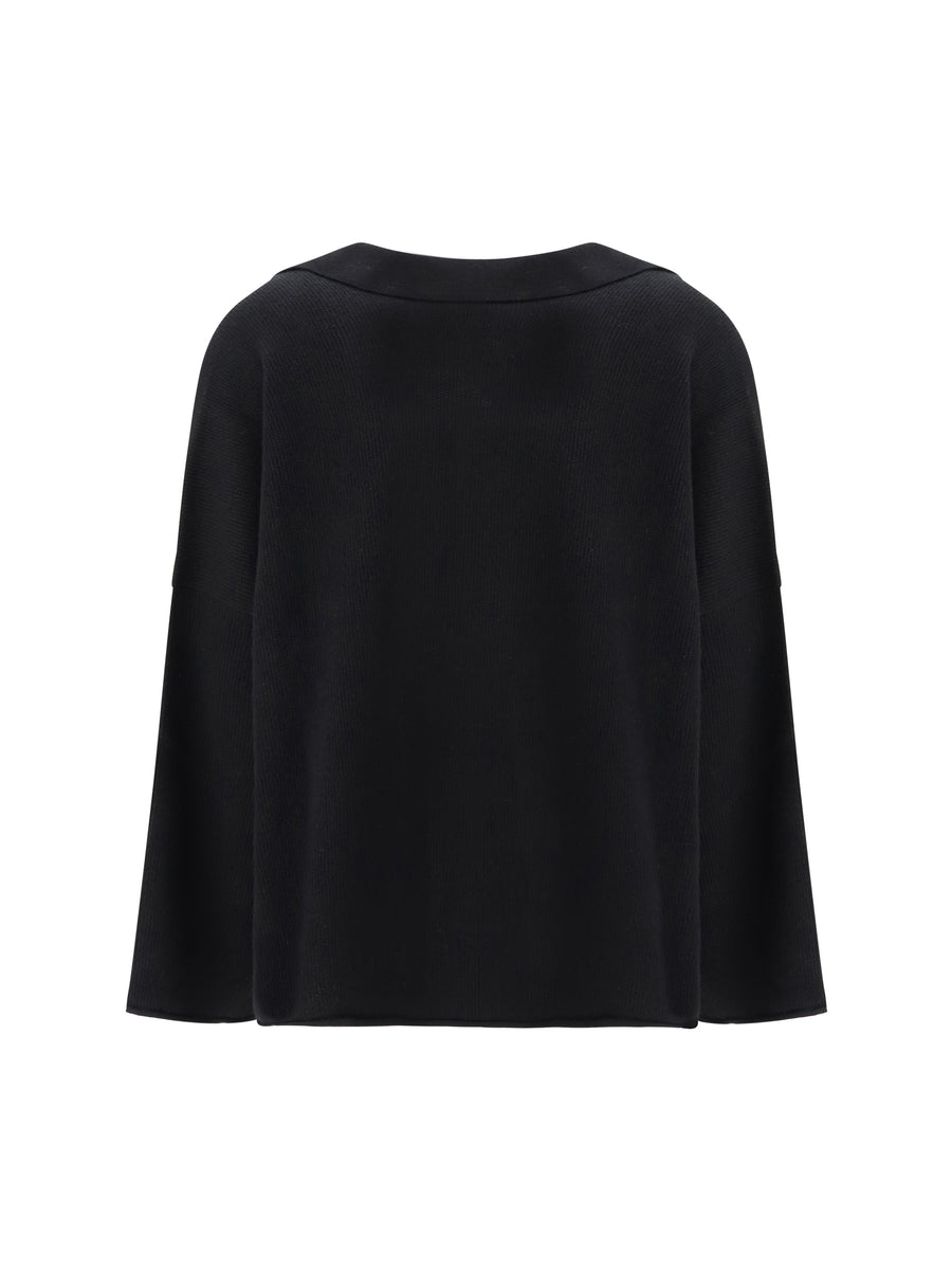 Sweater With Polo Collar Black