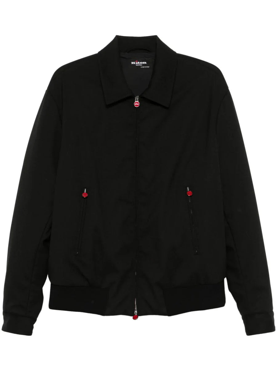 Kiton Outer: Virgin Wool 92% bomber jacket in black