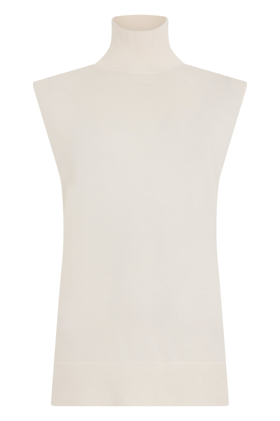 Sleeveless High-Collar Sweater White Wool