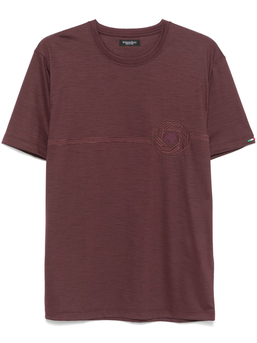 Stefano Ricci Virgin Wool 100% t-shirt in burgundy