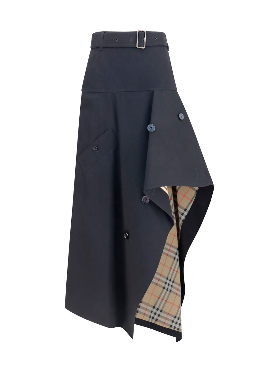 Skirt Heather Asymmetric Black Cotton