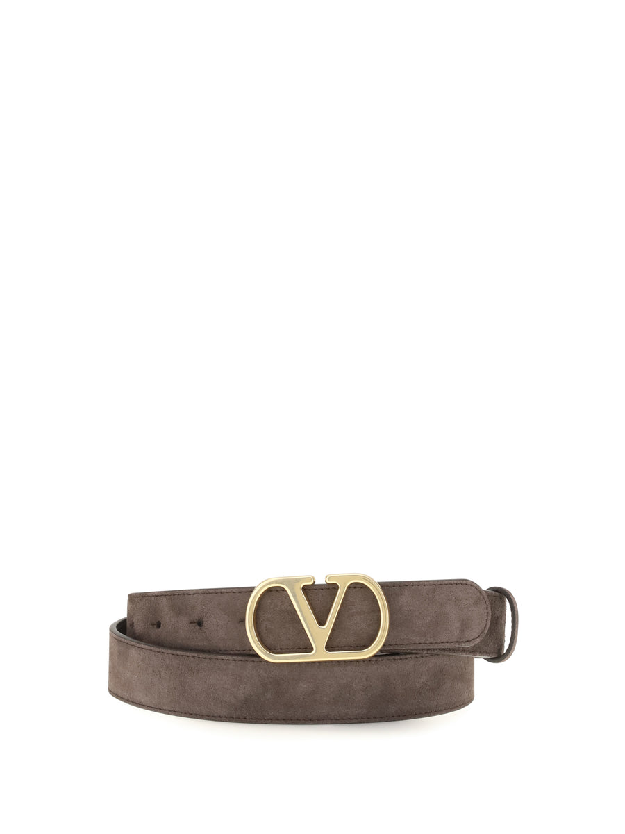 Belt Vlogo Signature Suede Dark Brown Calf Leather