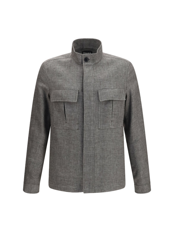 Zegna 50% Kashmir/Capra Hircus; 47% Linen; 3% Silk shirt jacket in gray