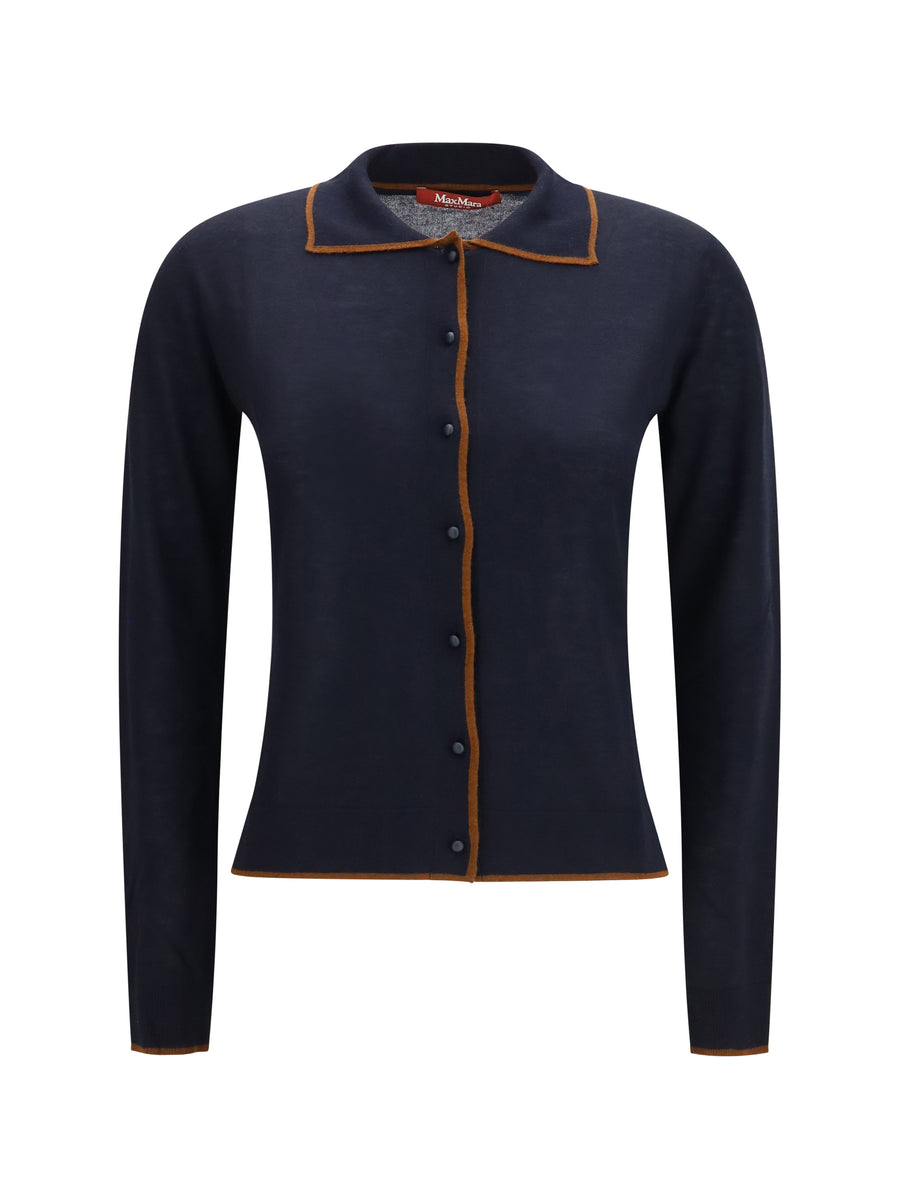 Msttarga Cardigan Blu/cuoio Silk; Wool Ovis Aries
