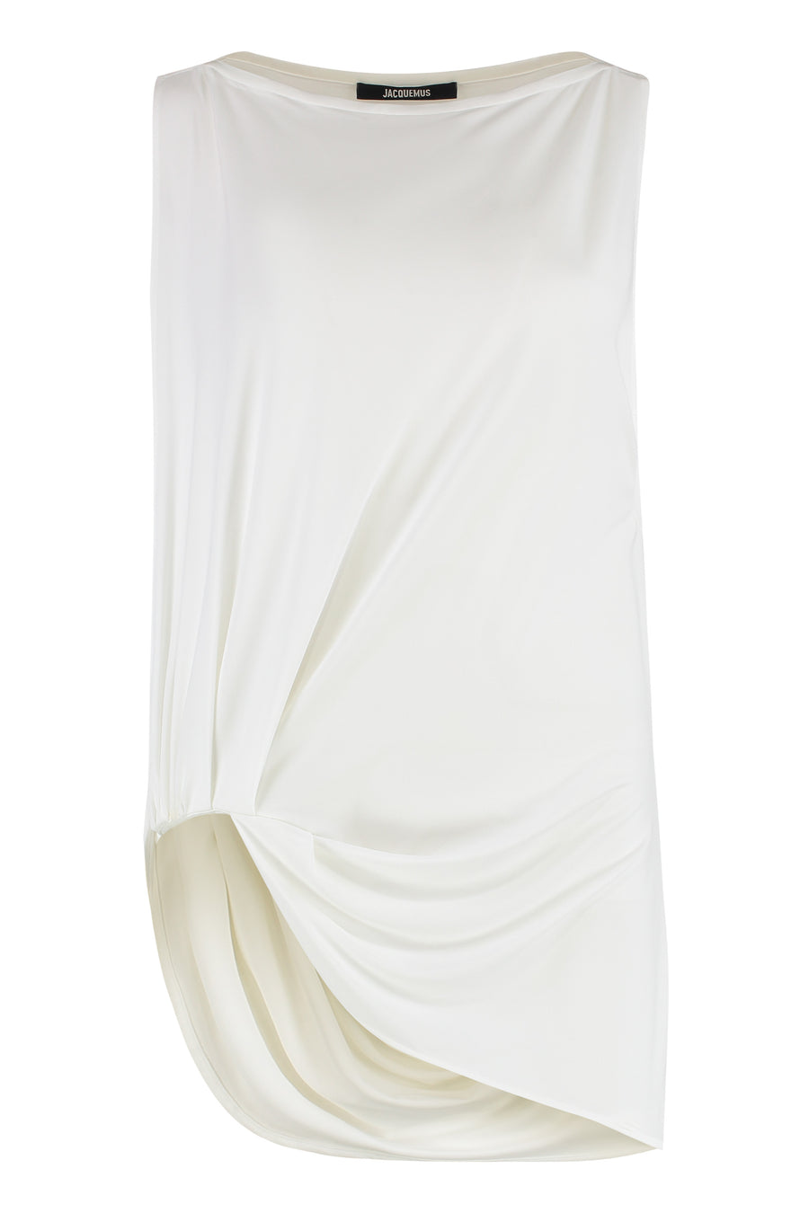 Square-Neck Side Cut-Out Top White Viscose Blouses