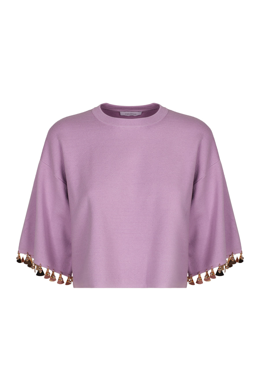 Cotton Blend Crew-Neck Sweater Pink