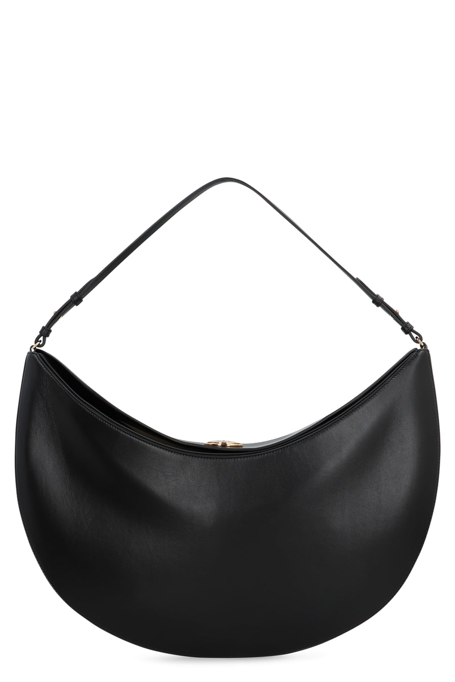 Hobo Bag Ovalo Black Leather Calf Shoulder