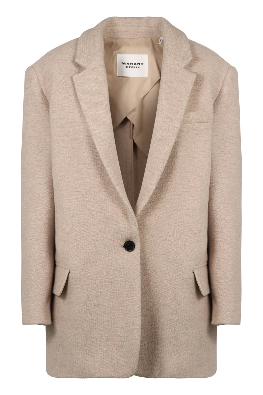 Wool Single-Breasted Blazer Beige Blazers