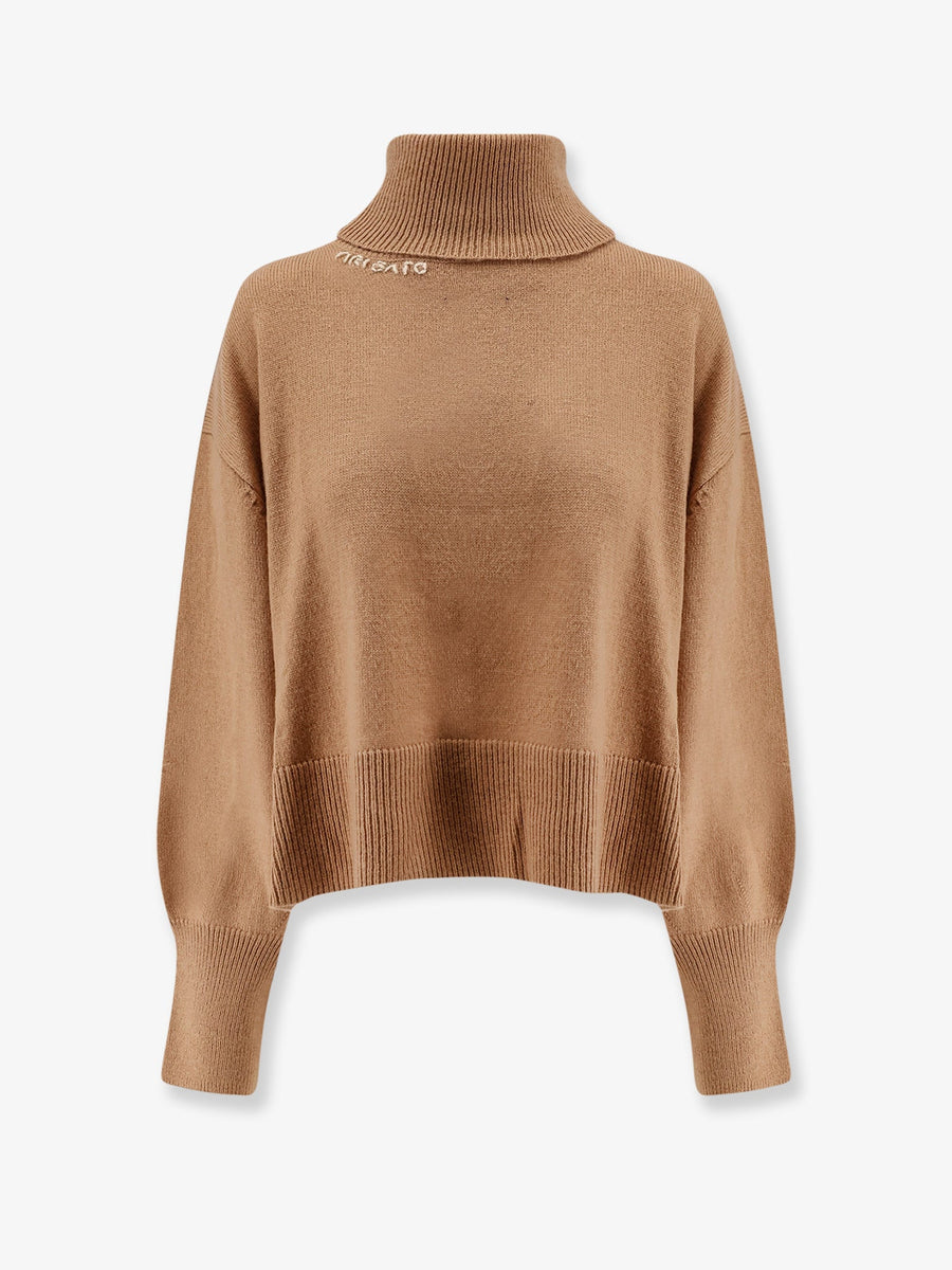 Wool Blend Turtleneck Sweater Brown Polyamide