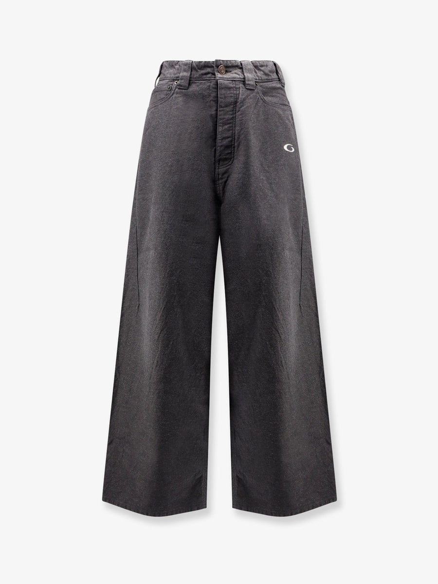 Trompe Loeil Denim Trousers Grey Cotton