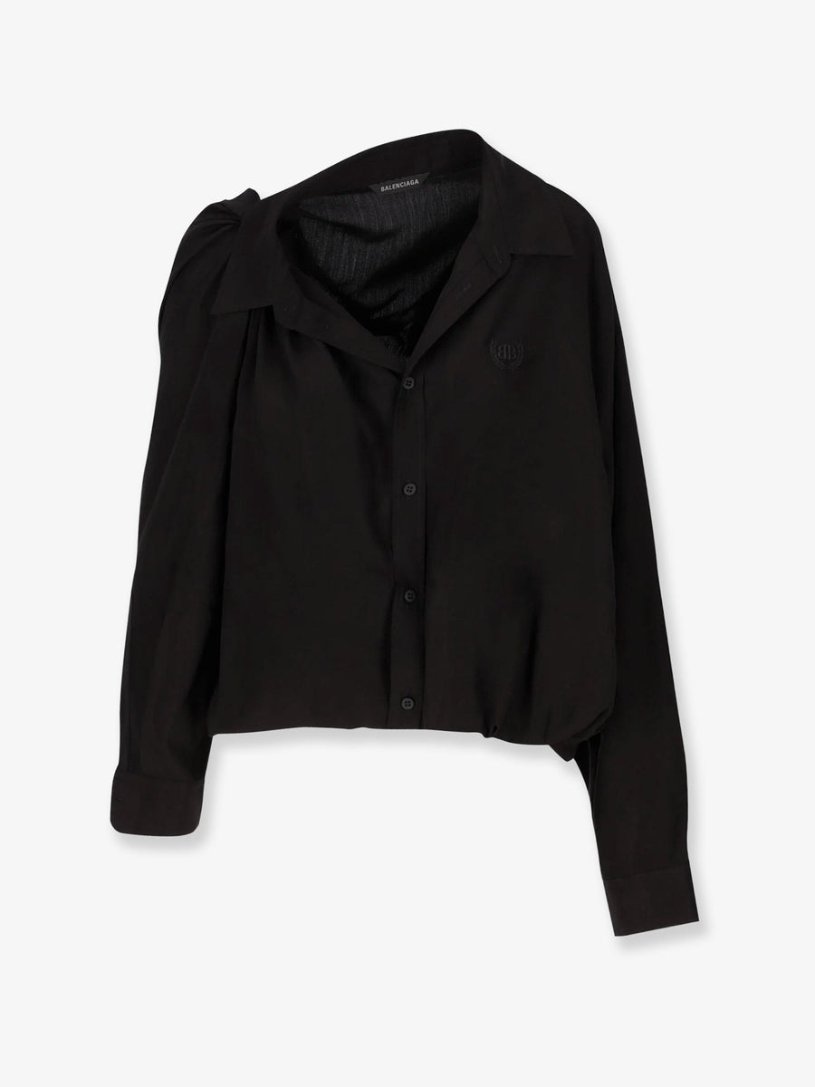 Shirt One-Shoulder Lyocell Black