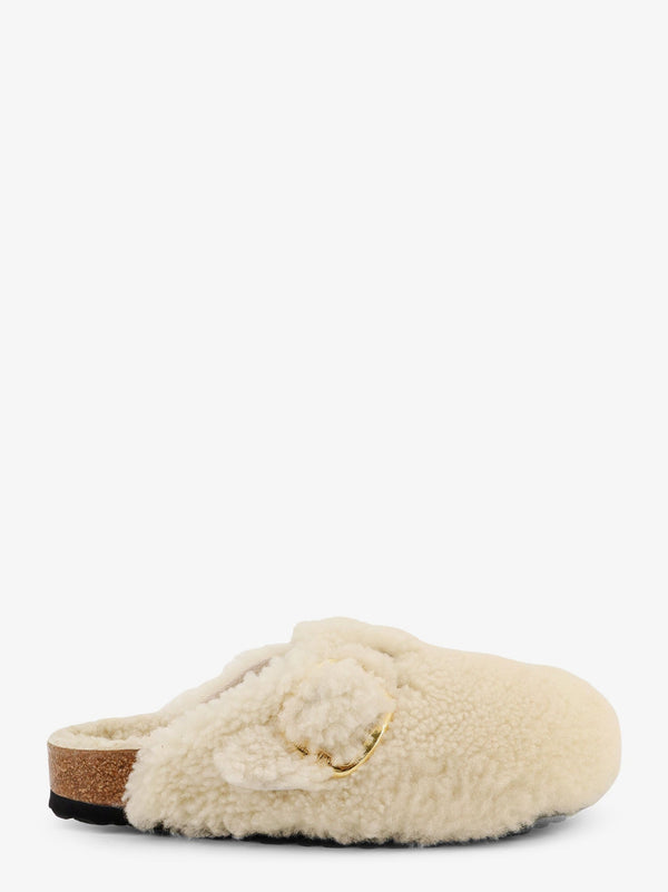Mule Boston Big Buckle Shearling White Sandal