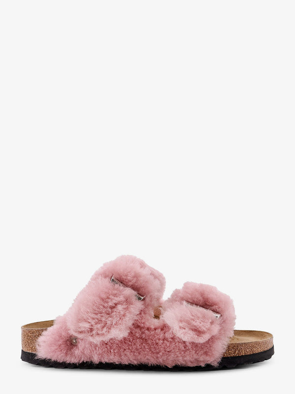 Faux Fur Low Sandals Pink Leather