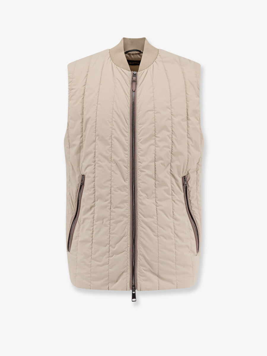 Sleeveless Nylon Jacket Beige Shell: Polyamide