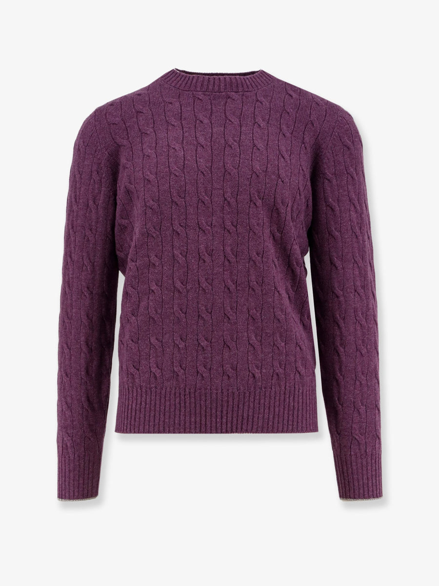Sweater Cable-Knit Cashmere Purple