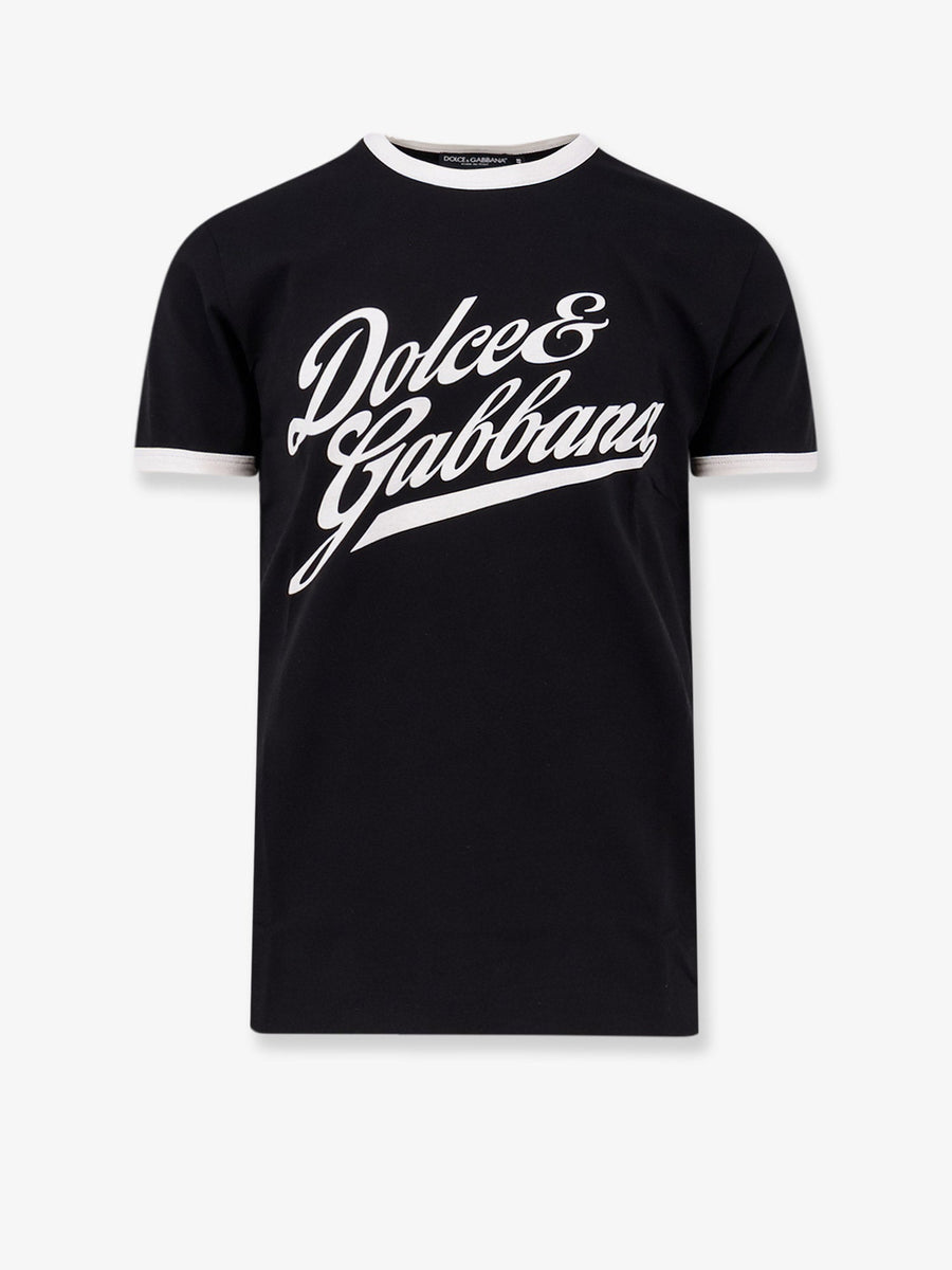 Cotton T-Shirt With Flocked Logo Print Black T-shirts
