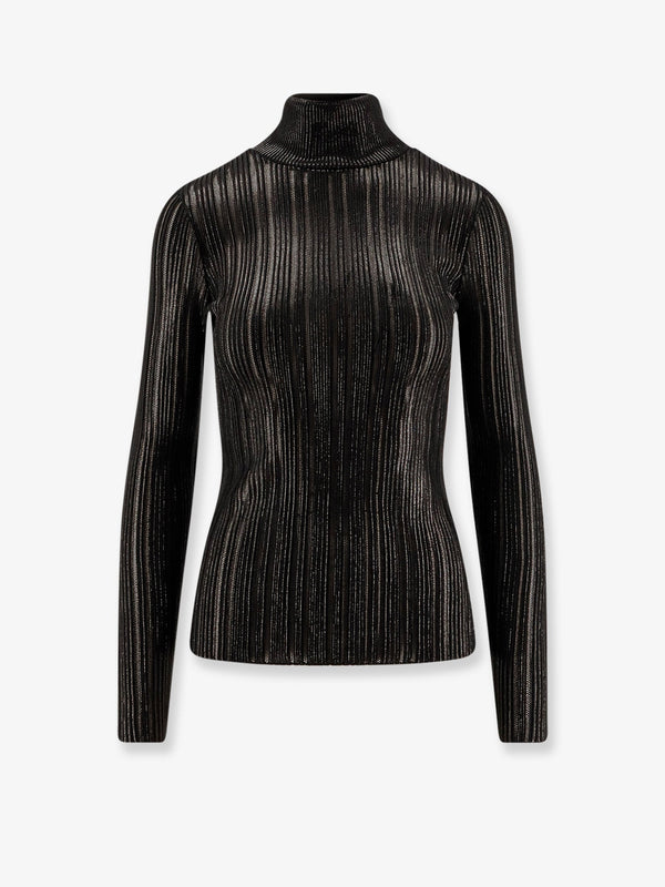 Turtleneck Sweater Black Metallic Recycled Polyester