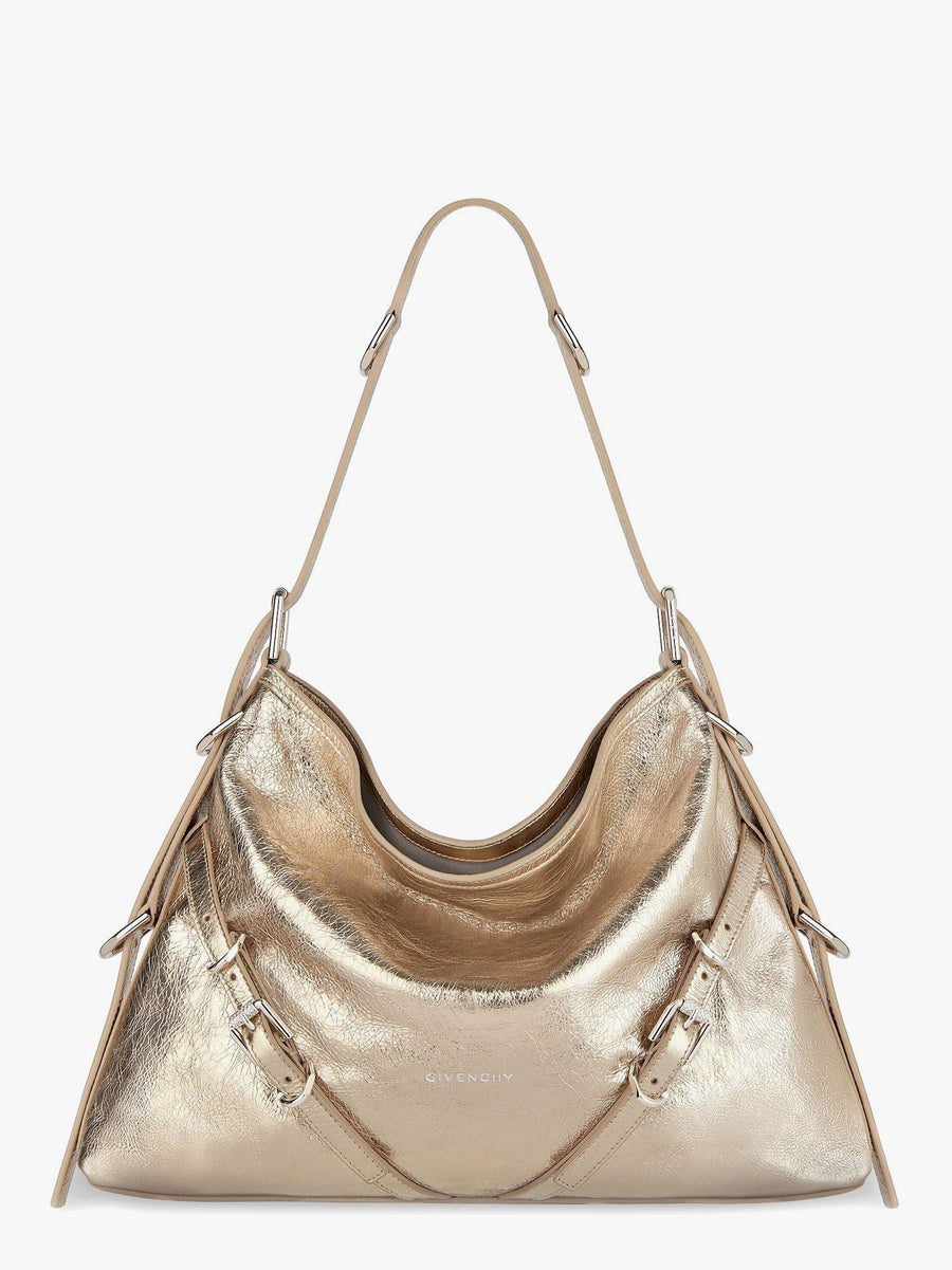 Givenchy Voyou Metallized Leather Shoulder Bag Gold