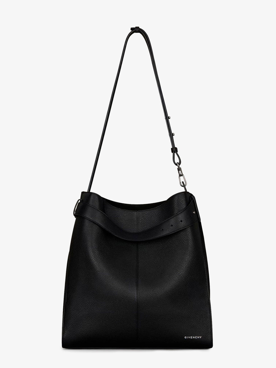 Belted Leather Shoulder Bag Black