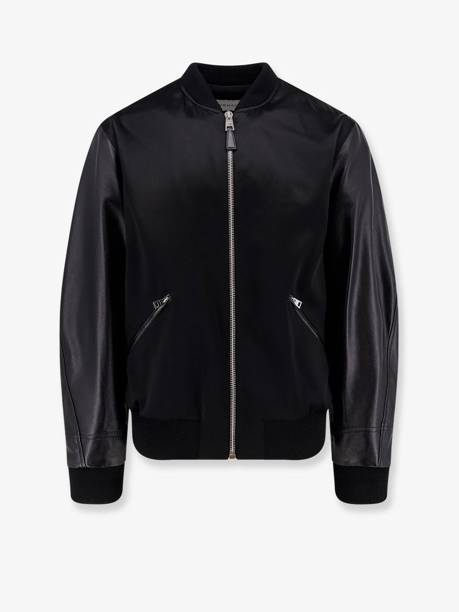 Jacket With Leather Sleeves — Black