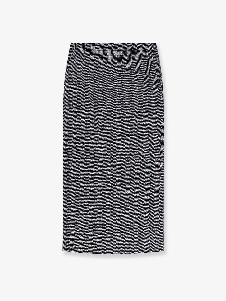 Skirt Herringbone Cotton Black