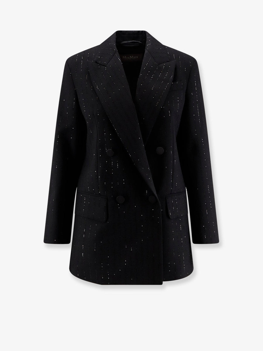 Virgin Wool Blazer With Sequins Black Blazers