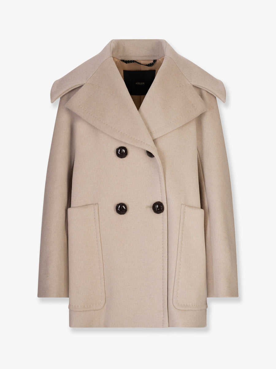 Double-Breasted Cashmere Coat Beige