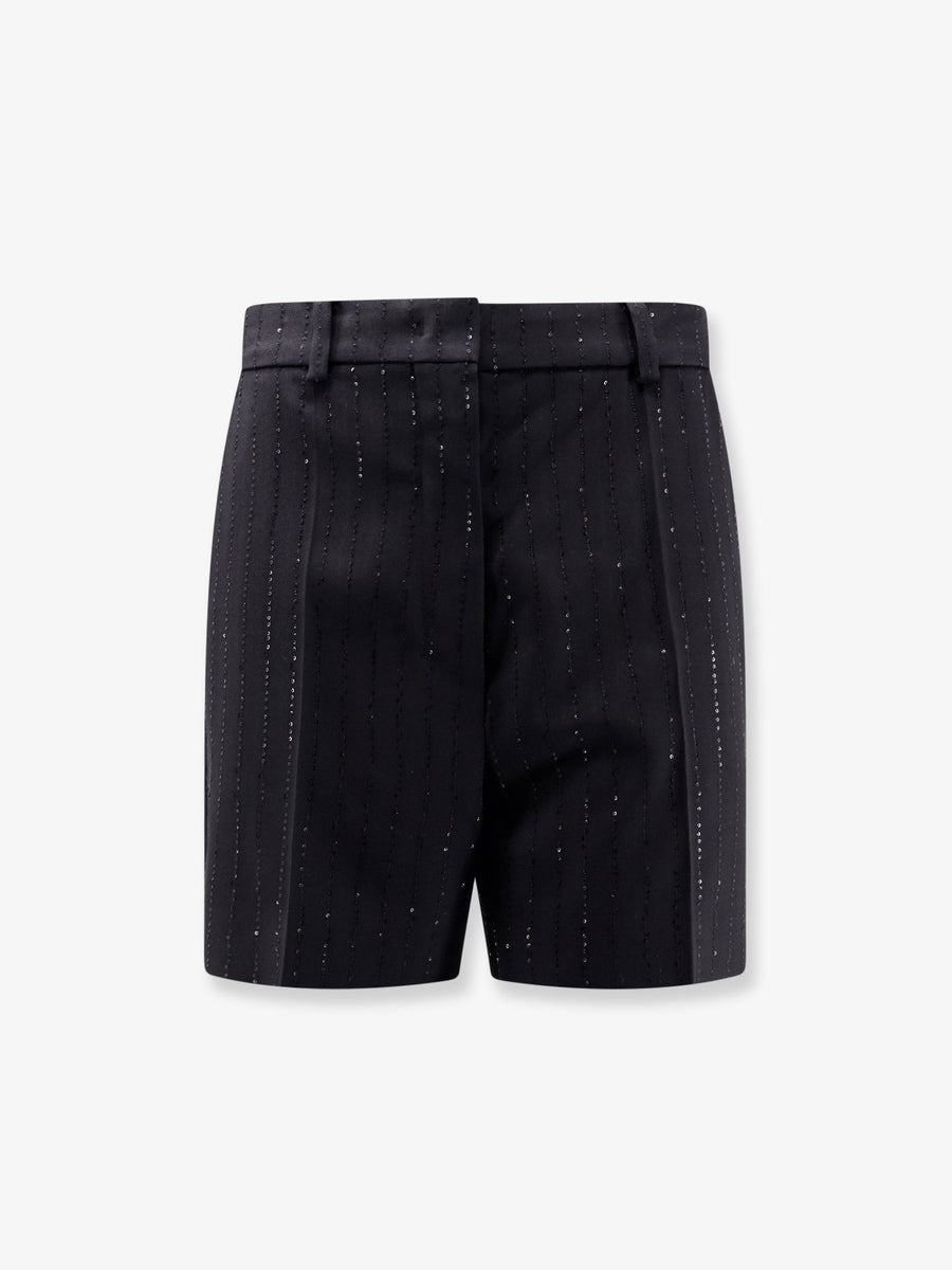 Siberia Virgin Wool Shorts With Sequins Black