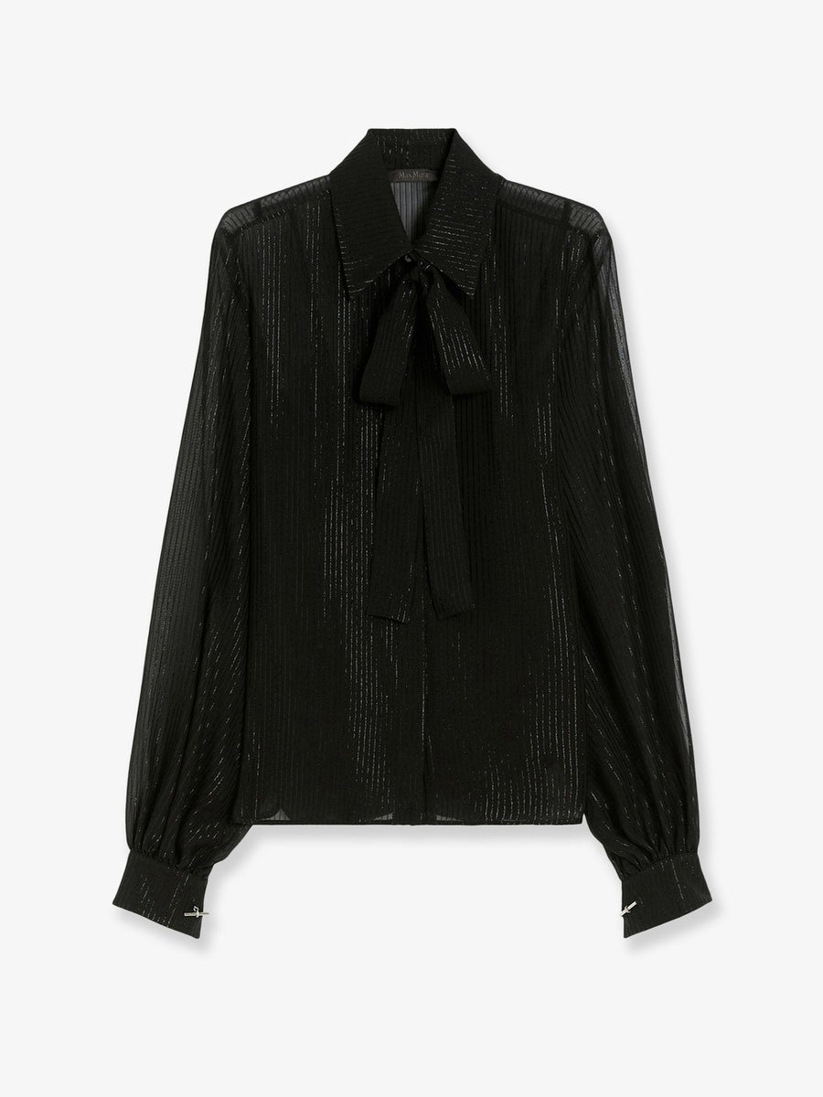 Silk Shirt Scafati With Lurex Trim Black