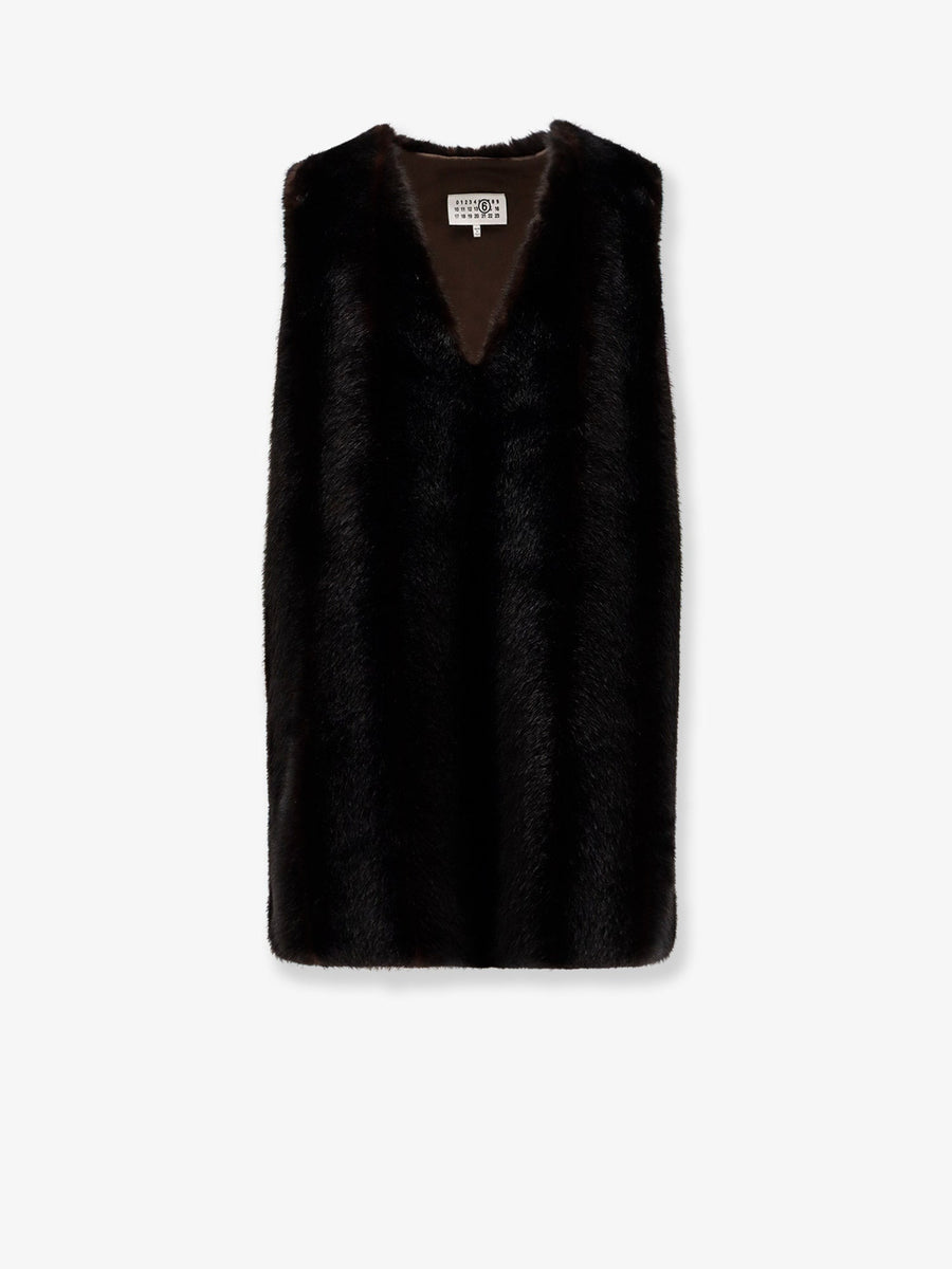 Faux Shearling Short Dress Brown