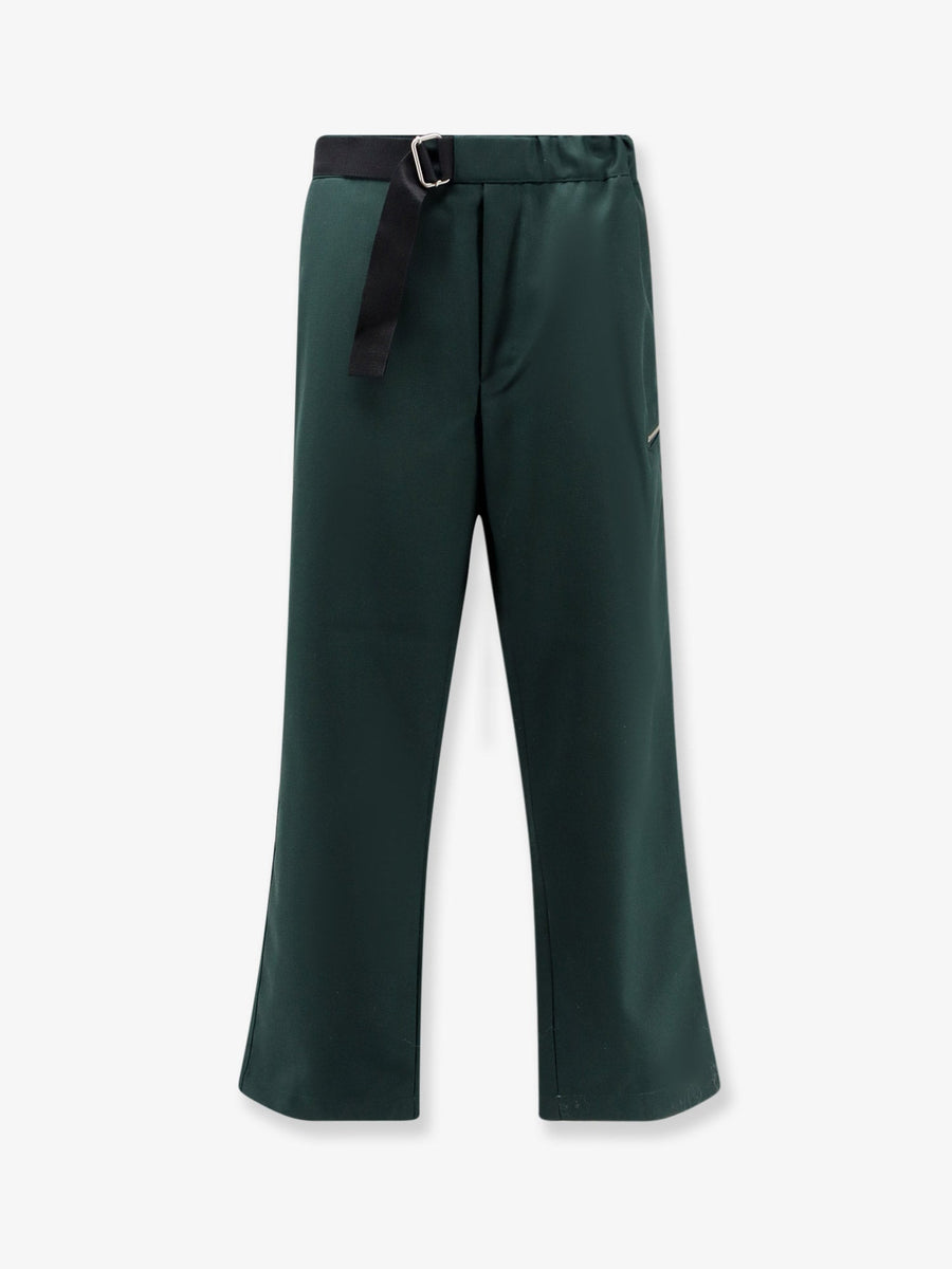 Virgin Wool Trousers Green Polyester