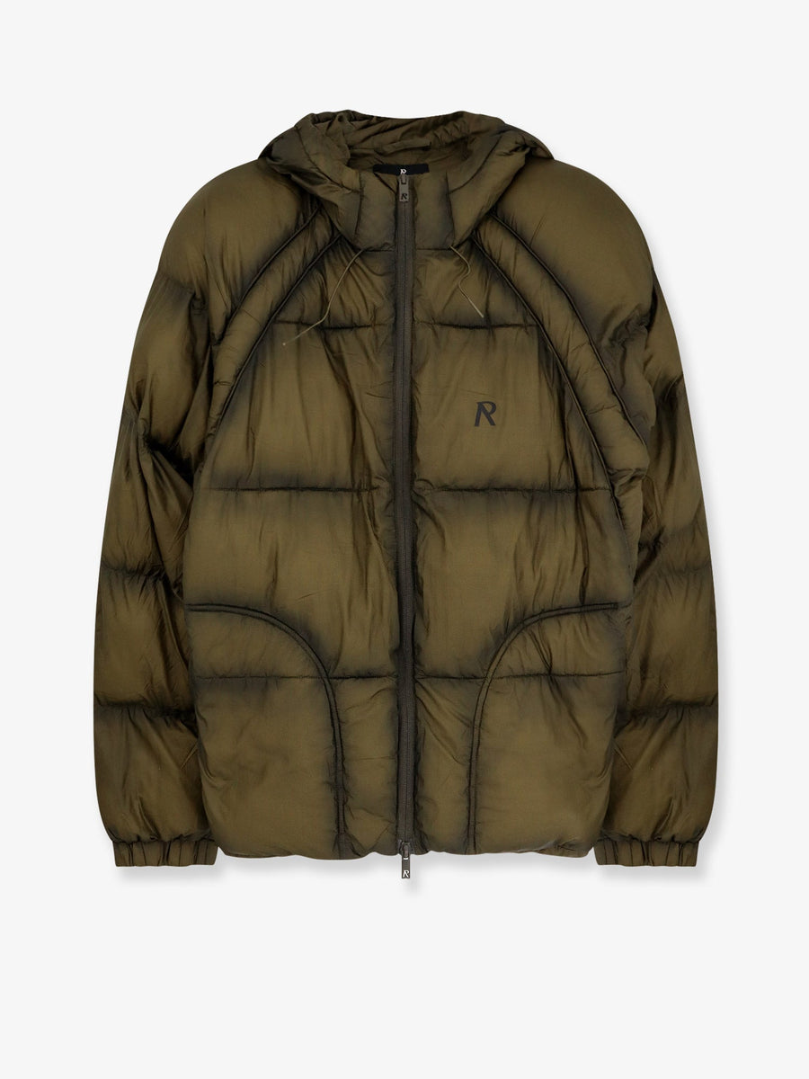 Padded And Quilted Down Jacket Green Nylon