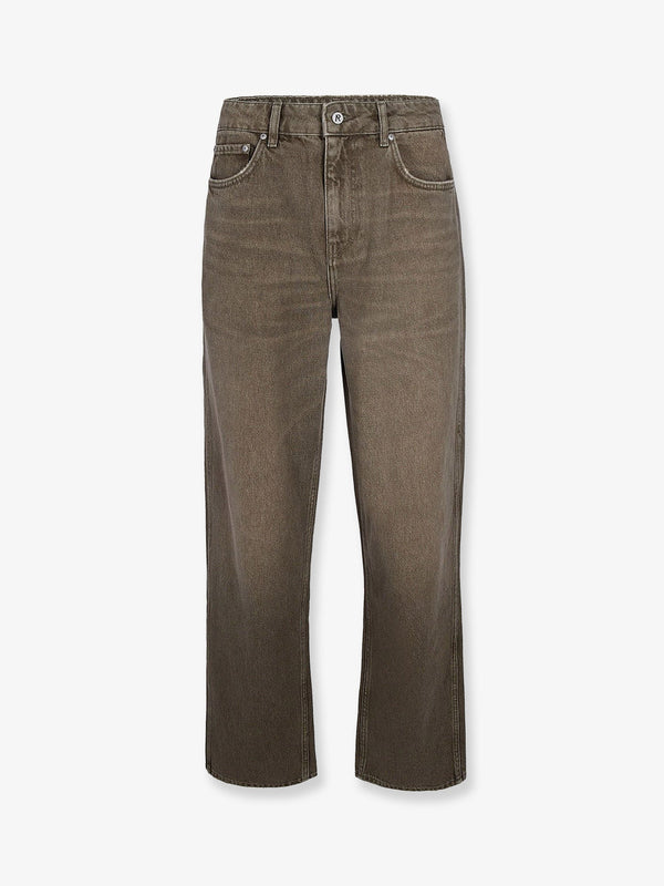 Jeans With Rewashed Effect - Brown Cotton