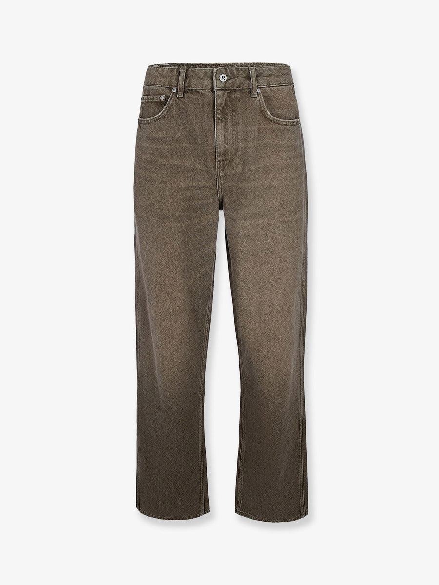 Jeans With Rewashed Effect - Brown Cotton