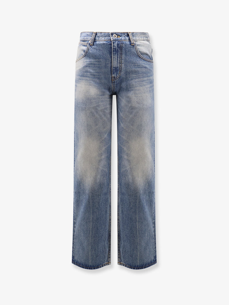 Flared Leg Unisex Jeans Blue Cotton