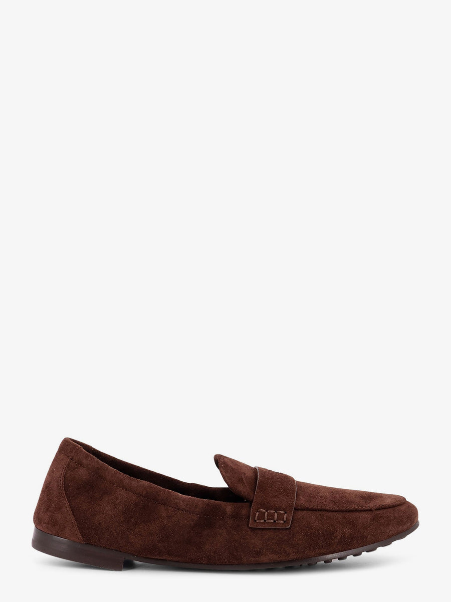Suede Loafer With Metal Logo Brown Suede/leather Loafers