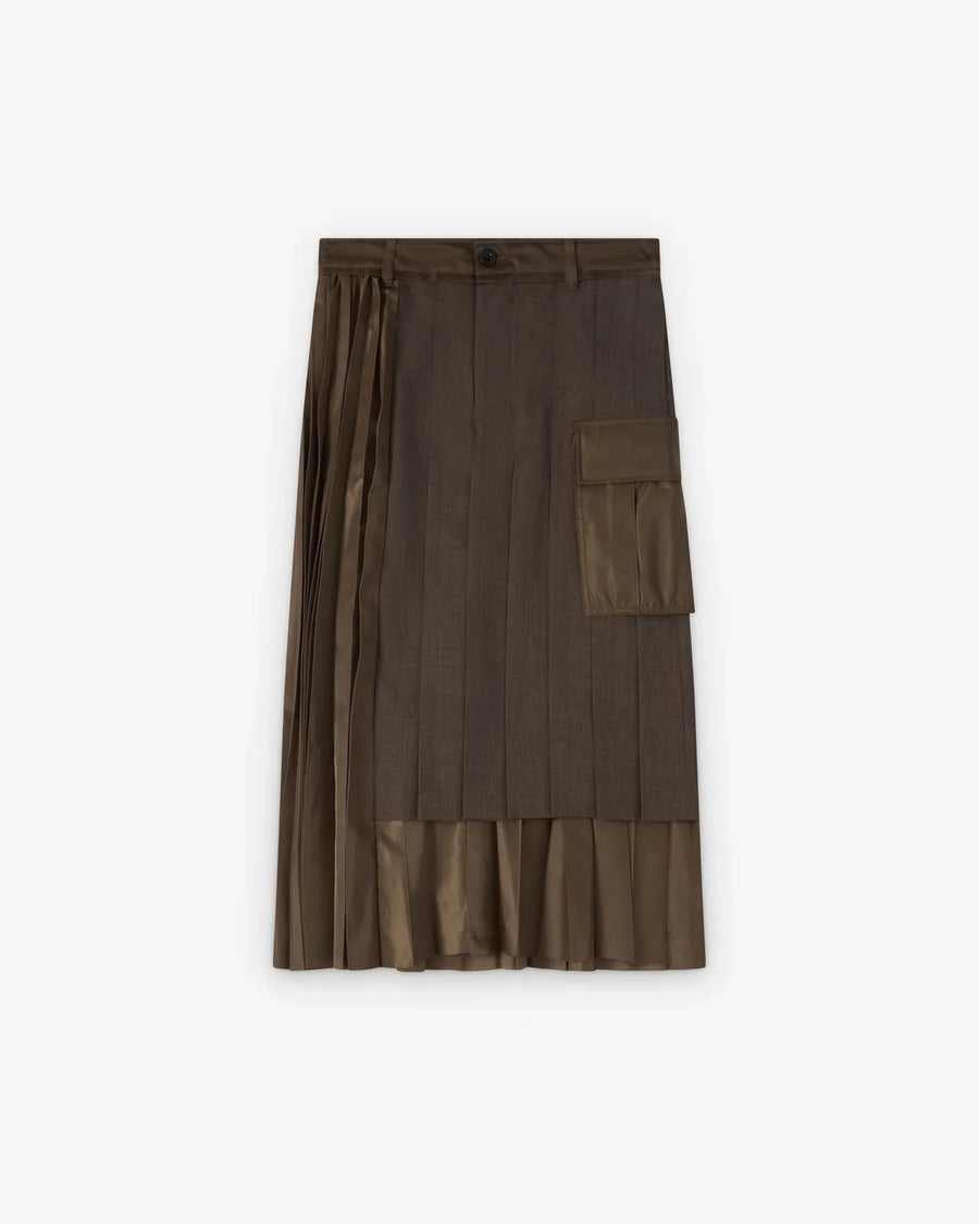 Jupe Hybride Suiting X Nylon Twill Skirt Marron Brown