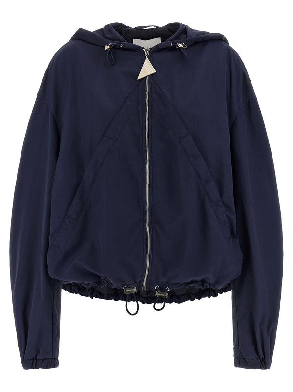 The Attico Overdyed nylon with technical fabric lining bomber jacket in navy