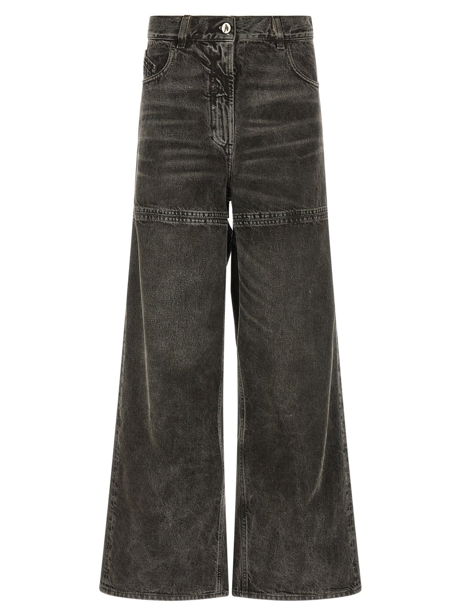 The Attico Cut-Out Stonewashed Denim Jeans — Grey