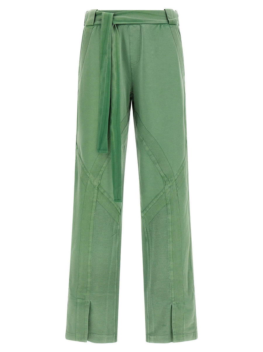 The Attico Trompe L'Oeil Front Split Trousers — Green